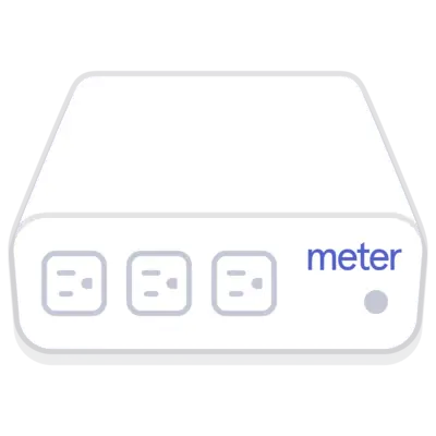 Meter branded white network switch with three ports